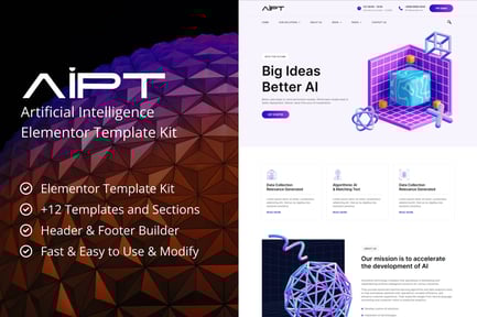 Preview: AiPT - Artificial Intelligence Company Elementor Template Kit