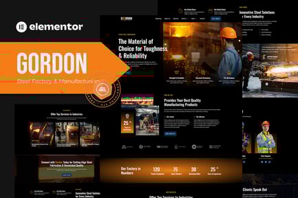 Preview: Gordon - Steel Factory & Industrial Plant Manufacturing Elementor Template Kit