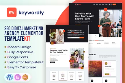 Preview: Keywordly - Digital Marketing Agency Elementor Template Kit