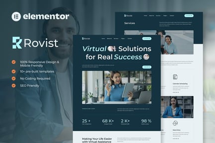 Preview: Rovist - Virtual Assistant Service Elementor Template Kit