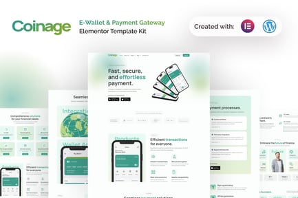 Preview: Coinage - E-Wallet & Payment Gateway Elementor Pro Template Kit
