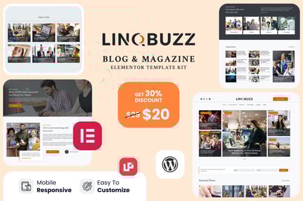 Preview: Linqbuzz - Blog & Magazine Elementor Pro Template Kit