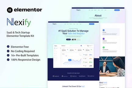 Preview: Nexify - SaaS & Tech Startup Elementor Template Kit