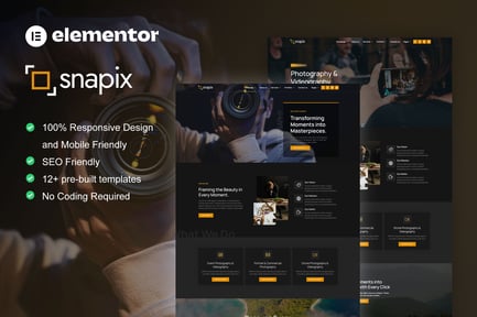 Preview: Snapix - Photography & Videography Services Elementor Template Kit