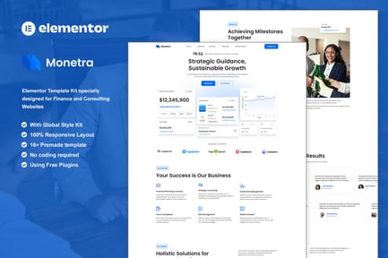 Preview: Monetra - Finance and Consulting Elementor Template Kit
