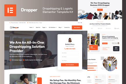 Preview: Dropper - Dropshipping & Logistic Elementor Pro Template Kit