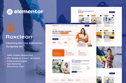 Preview: RoxClean - Cleaning Services Elementor Template Kit