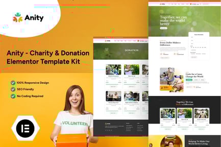 Preview: Anity - Charity & Donation Elementor Template Kit