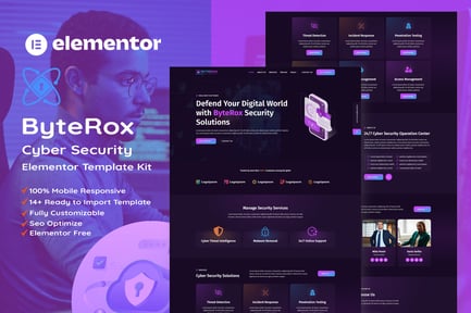 Preview: ByteRox - Cyber Security Elementor Template Kit