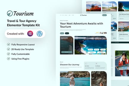 Preview: Tourium - Travel & Tour Agency Elementor Template Kit