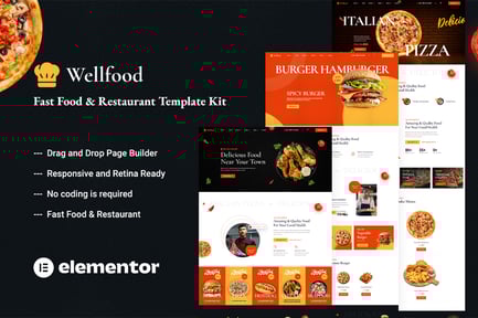 Preview: Wellfood - Fast Food & Restaurant Elementor Pro Template Kit