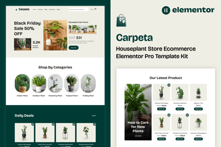 Preview: Carpeta - Houseplant Store Ecommerce Elementor Pro Template Kit