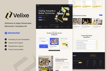 Preview: Velixe - Software & Apps Showcase Elementor Template Kit