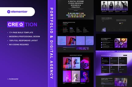 Preview: Creation - Portfolio & Digital Agency Elementor Template Kit