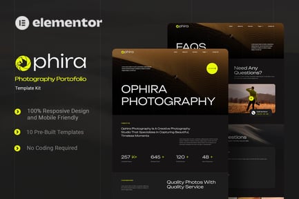 Preview: Ophira - Photography Portfolio Elementor Template Kit