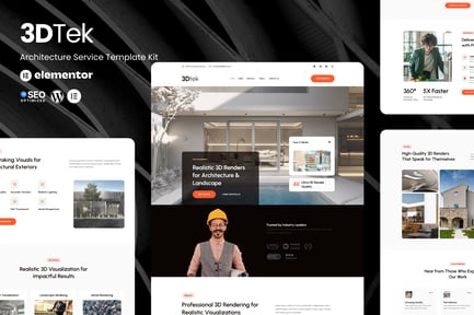 Preview: 3DTek - 3D Render Service for Architecture & Landscape Elementor Kit