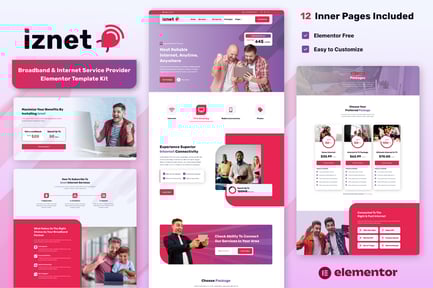 Preview: iZnet - Broadband & Internet Service Provider Elementor Template Kit