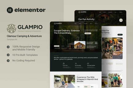 Preview: Glampio - Glamour Camping & Adventure Elementor Template Kit