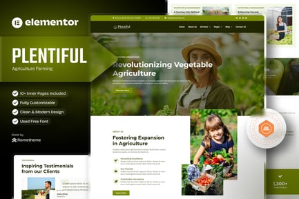 Preview: Plentiful - Agriculture Farming Elementor Template Kit