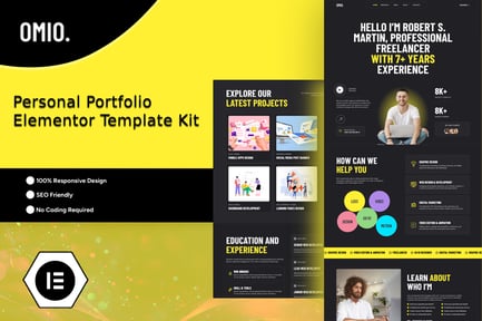 Preview: Omio - Modern Personal Portfolio Elementor Template Kit