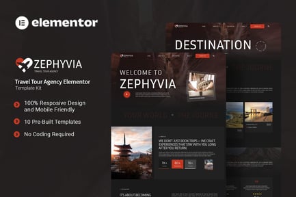 Preview: Zephyvia - Travel Tour Agency Elementor Template Kit
