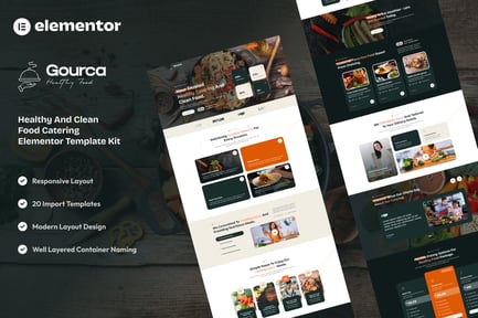 Preview: Gourca - Healthy & Clean Food Catering Elementor Template Kit