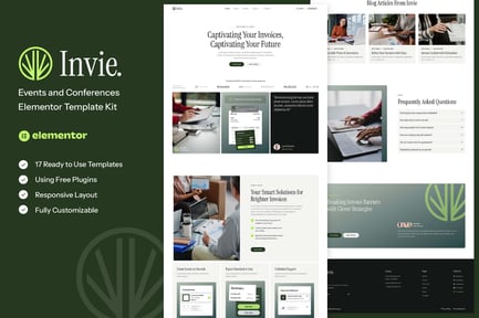 Preview: Invie - Invoicing Platform & SaaS Elementor Template Kit