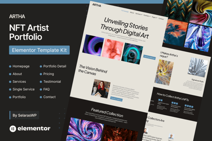 Preview: Artha - NFT Artist Portfolio Elementor Pro Template Kit
