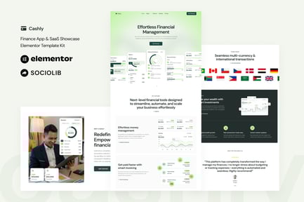 Preview: Cashly - Finance App & SaaS Showcase Elementor Template Kit
