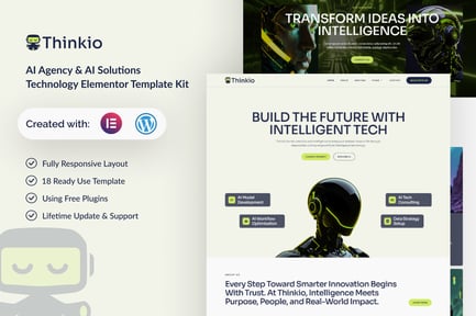 Preview: Thinkio - AI Agency & AI Solutions Technology Elementor Template Kit
