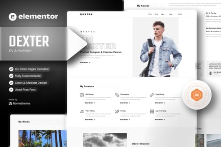 Preview: Dexter - Personal Portfolio Elementor Template Kit