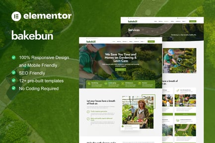 Preview: Bakebun - Landscape & Gardening Elementor Template Kit