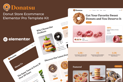 Preview: Donatsu - Donut Store Ecommerce Elementor Pro Template Kit