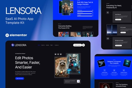 Preview: Lensora - SaaS AI Photo App Website Elementor Template Kit