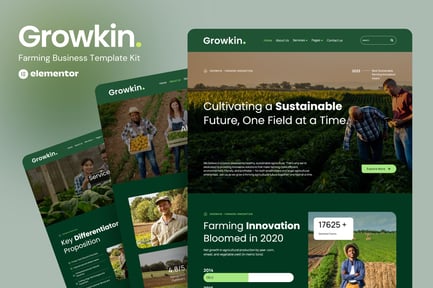 Preview: Growkin - Farming Business Website Elementor Template Kits