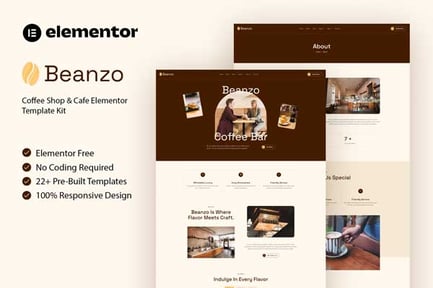 Preview: Beanzo - Coffee Shop & Cafe Elementor Template Kit