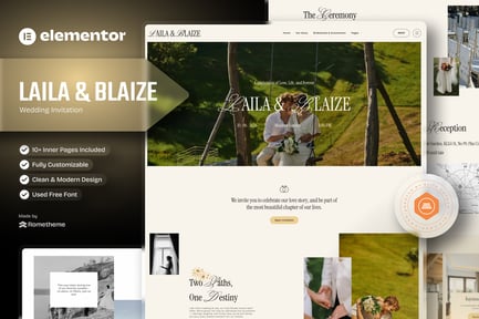 Preview: Laila & Blaize - Wedding Invitation Elementor Template Kit