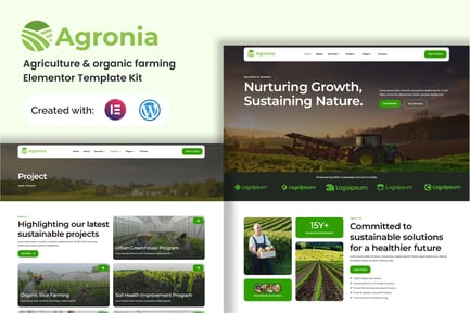 Preview: Agronia - Agriculture & Organic Farming Elemenntor Template Kit