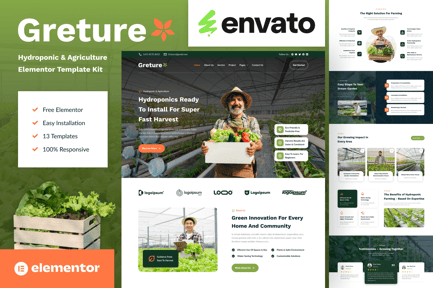 Preview: Greture - Hydroponic & Agriculture Elementor Template Kit