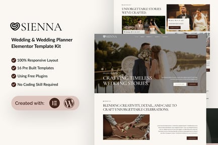 Preview: Sienna - Wedding Planner Elementor Template Kit