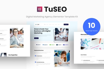 Vista previa: TuSEO - Kit de plantillas Elementor para agencia de marketing digital