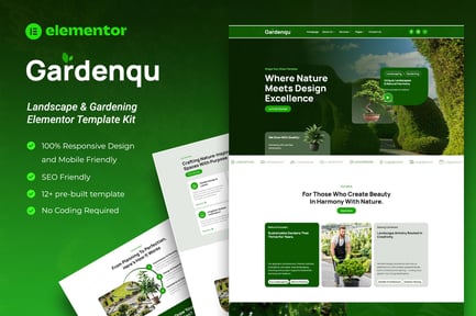 Preview: Gardenqu - Landscape & Gardening Elementor Template Kit