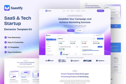 Saastify - SaaS & Tech Startup Elementor Template Kit
