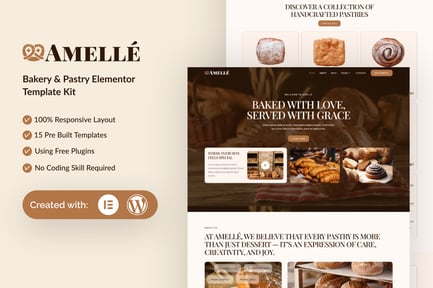 Preview: Amelle - Bakery & Pastry Elementor Template Kit