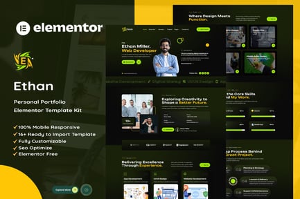 Preview: Ethan - Personal Portfolio Elementor Template Kit