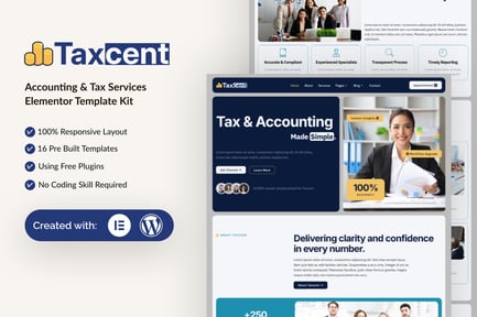 Preview: Taxcent - Accounting & Tax Services Elementor Template Kit