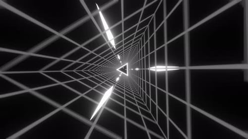 Seamless Loop Retro 1980s Animation Triangle Grid Synthwave Tunnel Background for Music Video Video