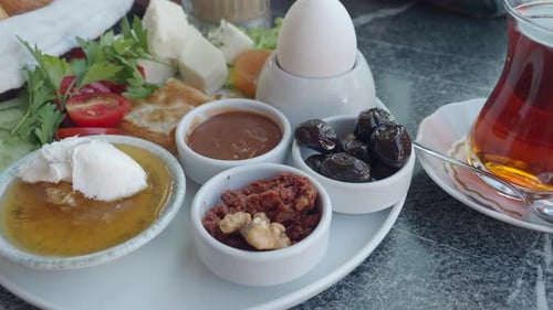 Turkish Breakfast Served on Table