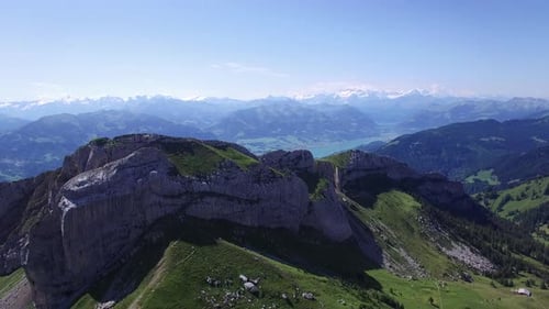 Cinematic Aerial View of Mountain Peak Landscape Scenery