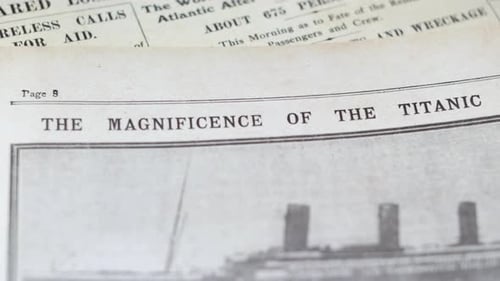 Newspaper headlines after the sinking of the titanic liner from 1912